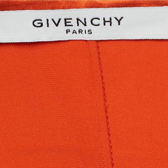 Givenchy Orange Silk Satin Belted Sleeveless Layer Dress - Picture 2 of 4